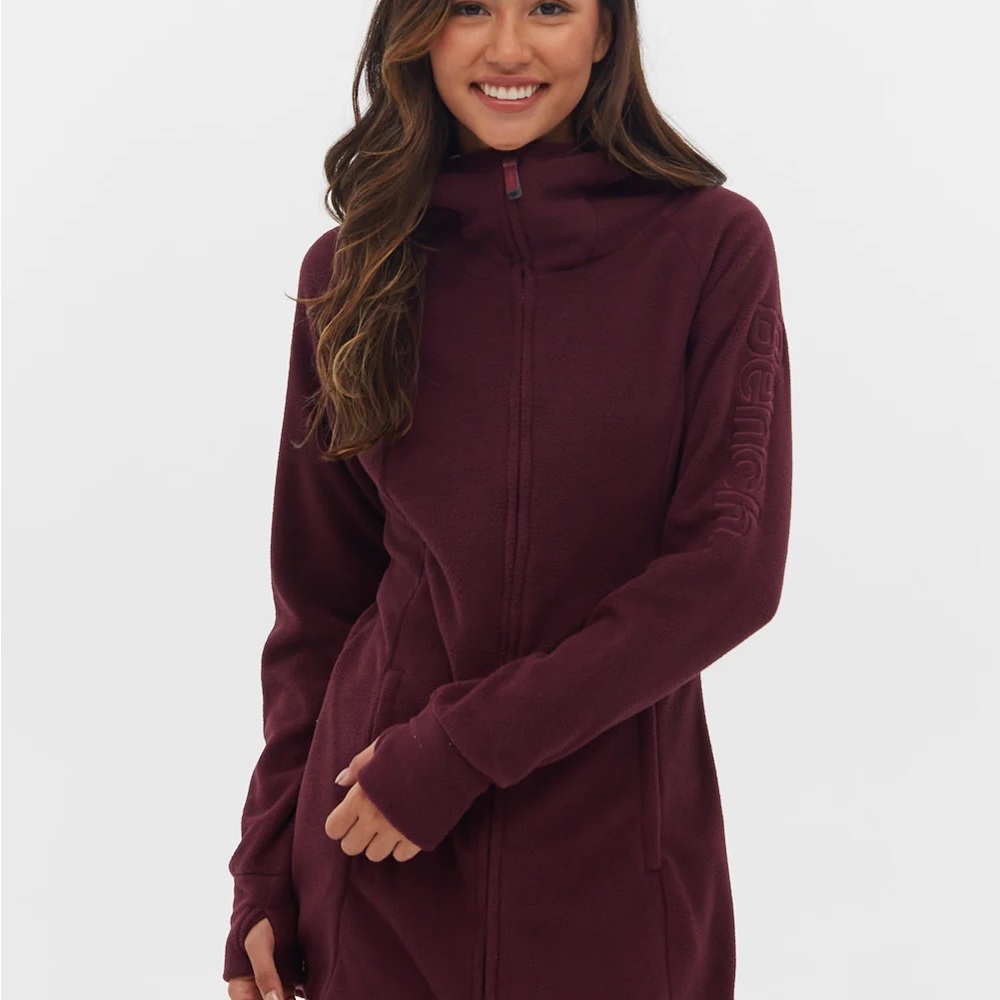 ☾.݁ᛪ༙ XXL Bench Burgundy Hooded Zip-Up Jacket